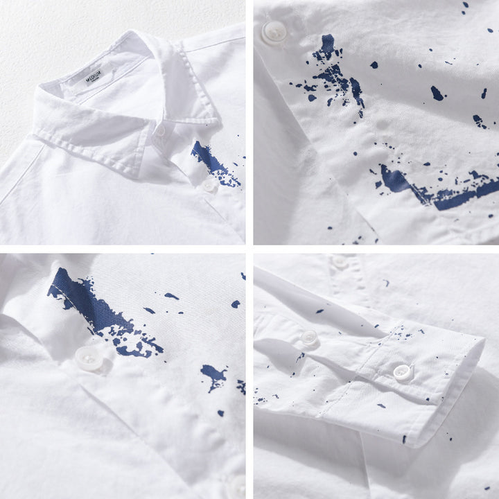 Herren Hemd mit künstlerischem Paint-Splatter und klassischem Kentkragen Echoarchiv