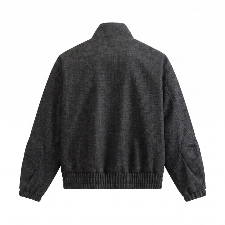 Unisex Boxy‑Bomberjacke aus strukturiertem Denim‑Optik mit hohem Stehkragen Echoarchiv