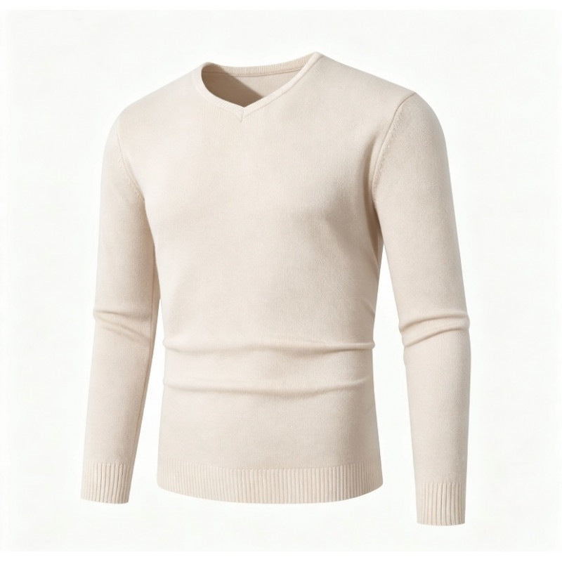 Herren Feiner V-Ausschnitt Feinstrickpullover mit schmalem Rippsaum Echo Archiv