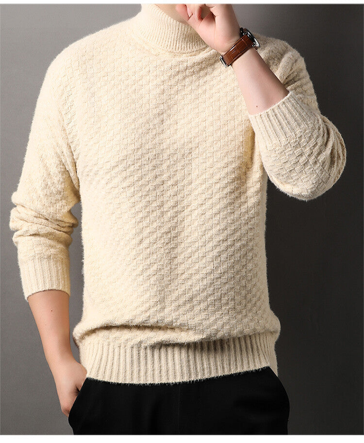 Herren Strickpullover mit hohem Kragen und strukturiertem Design Echoarchiv