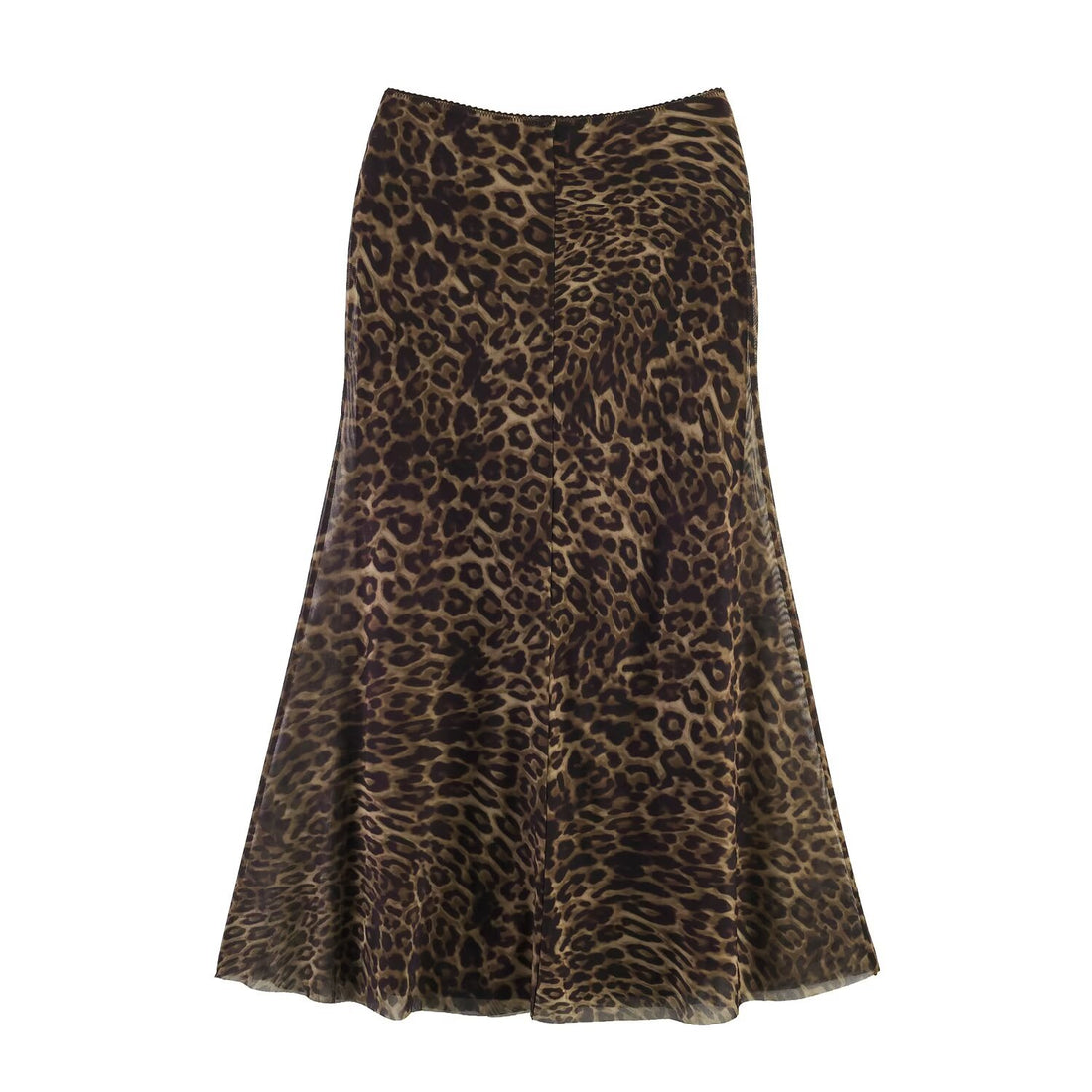 Damen Midirock mit Leopardenprint und ausgestellter Chiffonlage Echoarchiv