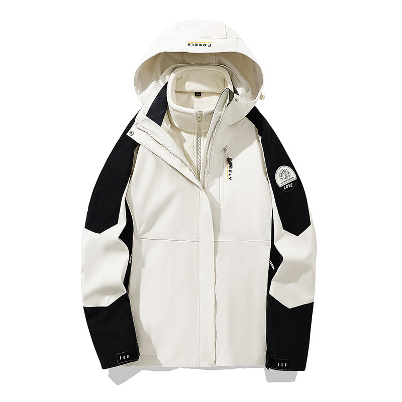 Herren nicht wasserdichte dreiteilige Winterjacke mit abnehmbarem Kapuze und Fleece-Innenjacke – Marzano