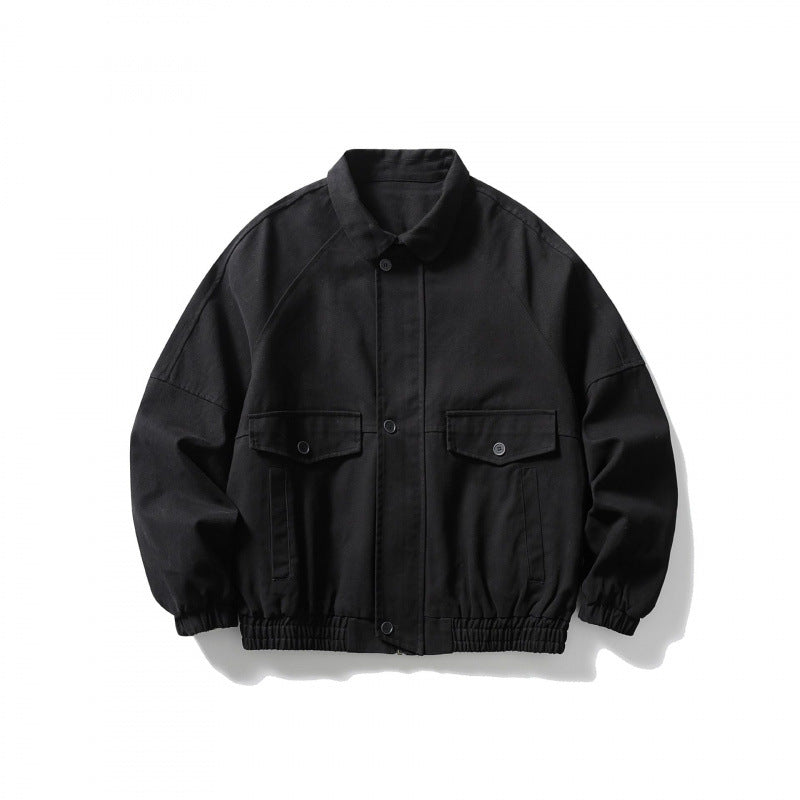 Unisex Kurz geschnittene Boxy-Jacke aus Denim mit Gummizugsaum und Pattentaschen Echo Archiv