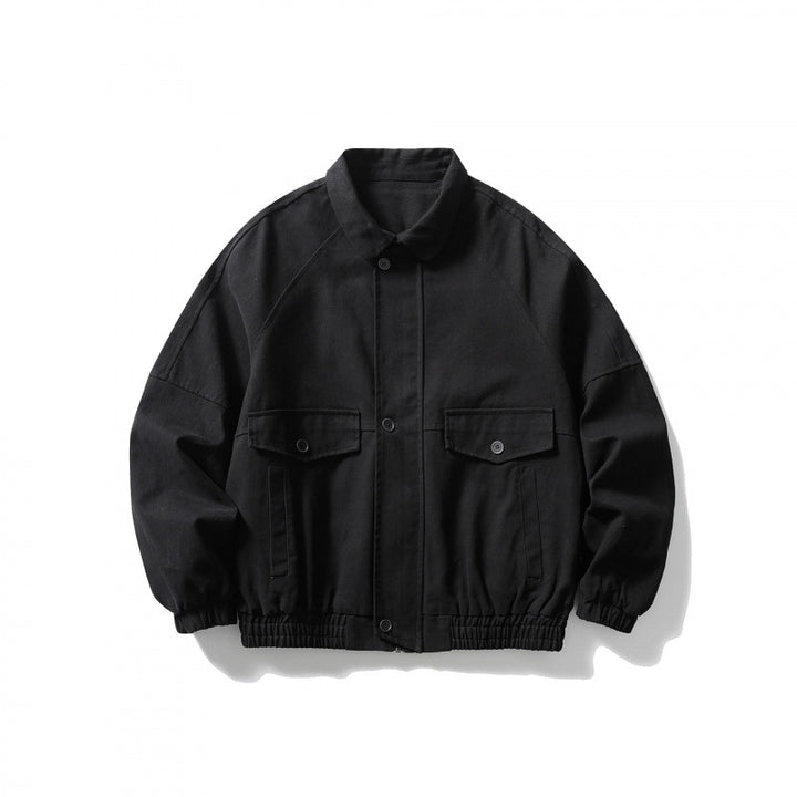 Unisex Kurz geschnittene Boxy-Jacke aus Denim mit Gummizugsaum und Pattentaschen Echo Archiv