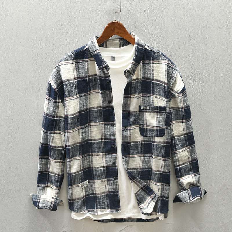 Herren Legeres Karo-Flanell-Overshirt aus weichem Baumwollmix mit Brusttasche Echoarchiv