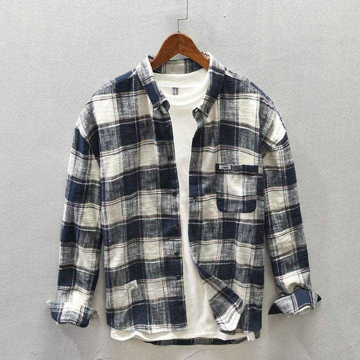 Herren Legeres Karo-Flanell-Overshirt aus weichem Baumwollmix mit Brusttasche Echoarchiv
