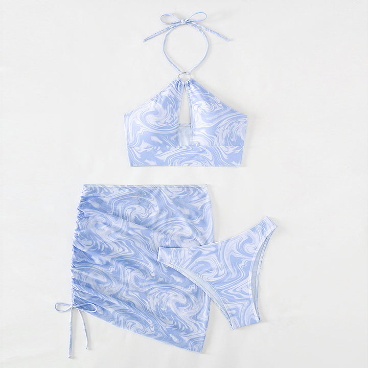 Damen Crop-Bikini-Set mit verspieltem Marmor-Design Echo Archiv