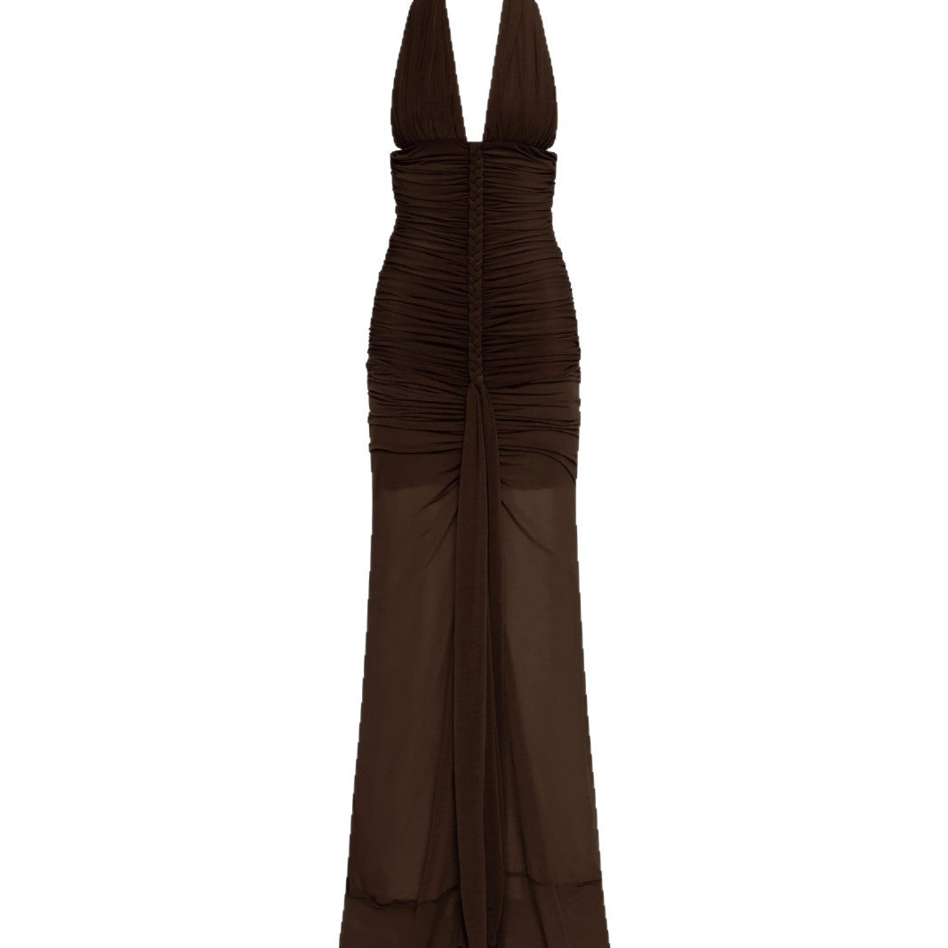 Damen elegantes trägerloses Abendkleid mit raffiniertem Drapé und tiefem Ausschnitt Echo Archiv