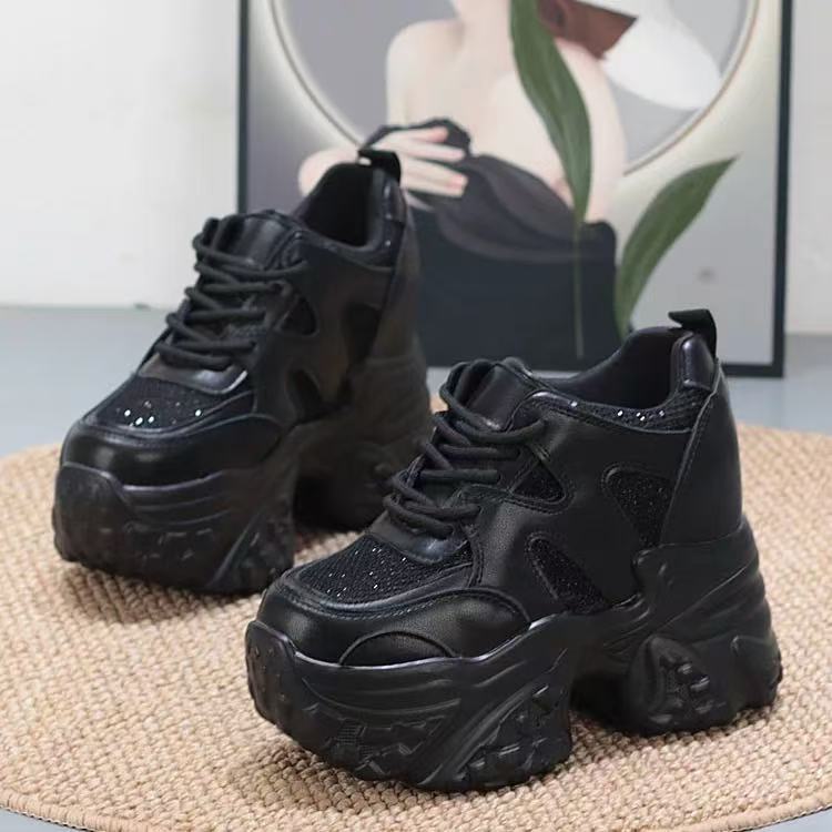 Damen modische Chunky Sneakers mit hoher Plateausohle und atmungsaktivem Mesh-Echo Archiv