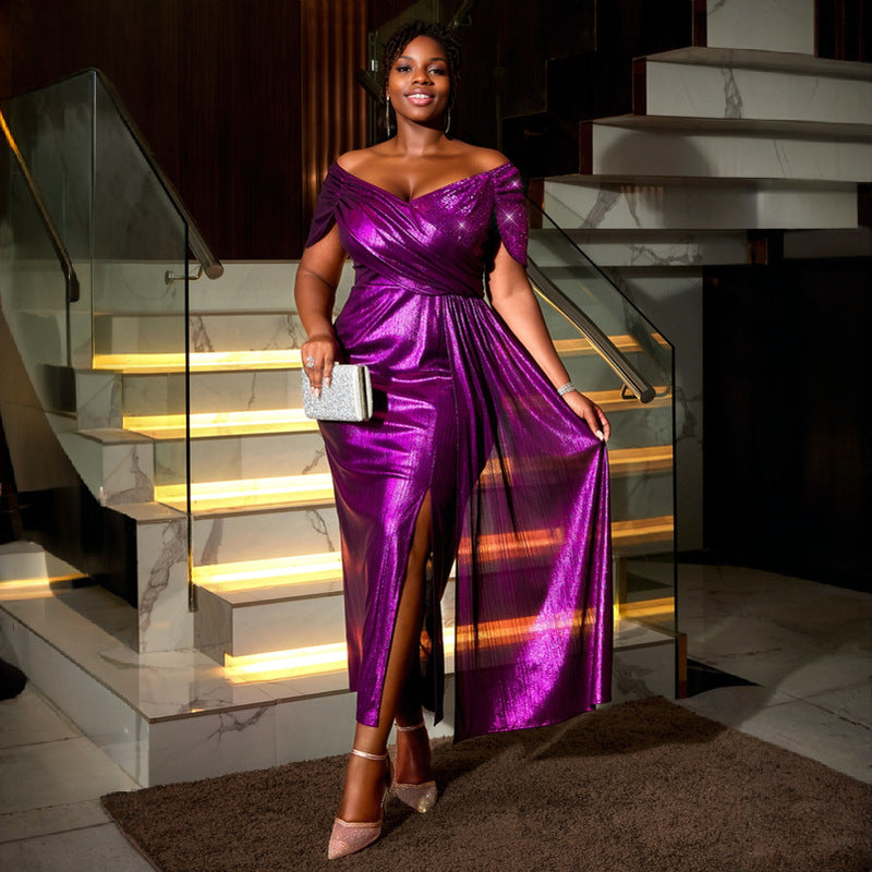 Damen Elegantes Abendkleid mit schimmerndem Wickel-Design und Zierpailletten Echo Archiv