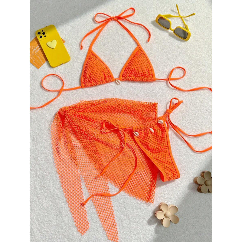 Damen Netz-Bikini-Set mit modischen Schleifen und Muscheldetails Echo Archiv