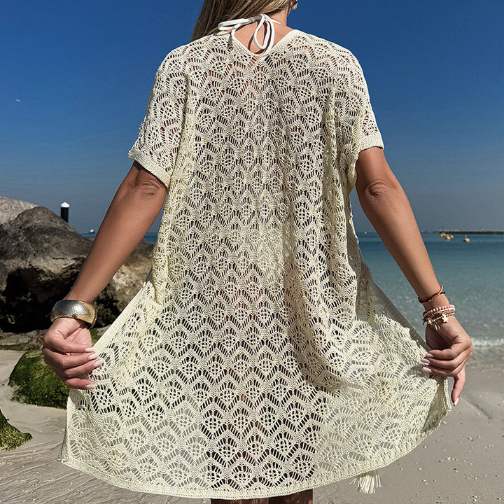 Damen Häkel-Überwurfkleid mit lockerer Passform und V-Ausschnitt Echo Archiv