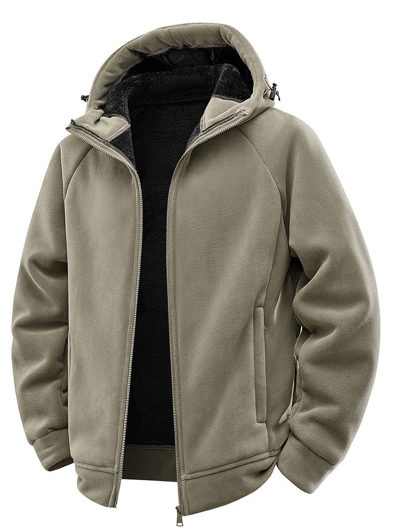 Herren Gefütterte Kapuzen-Fleecejacke mit Teddyfutter und durchgehendem Reißverschluss Echo Archiv