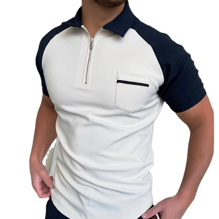 Herren Kurzarm Poloshirt mit funktionalem Reißverschluss und Brusttasche Echoarchiv