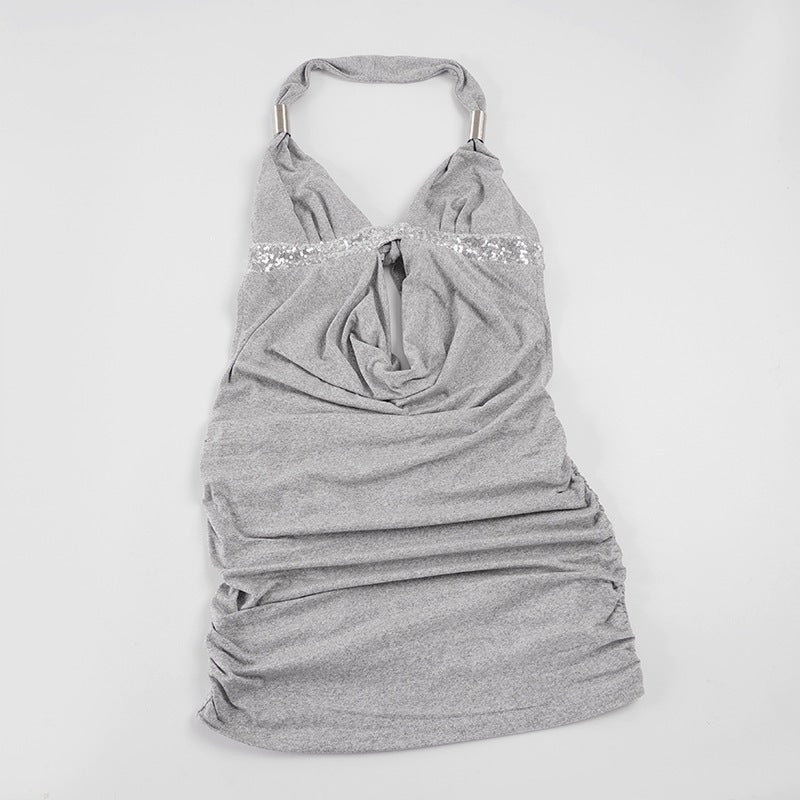 Damen Elegantes Halterkleid mit Raffungen und funkelnden Akzenten Echo Archiv