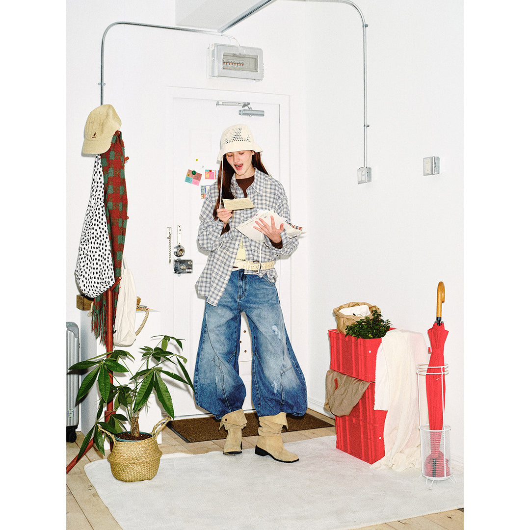 Unisex Karo-Relax-Hemd im Oversized-Look mit Brustpatch und Soft‑Touch Baumwollmix Echoarchiv