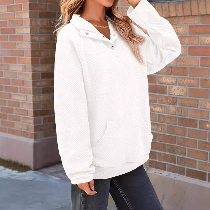 Damen Texturierter Oversize-Hoodie mit Henley-Knopfleiste und Kängurutasche Echo Archiv