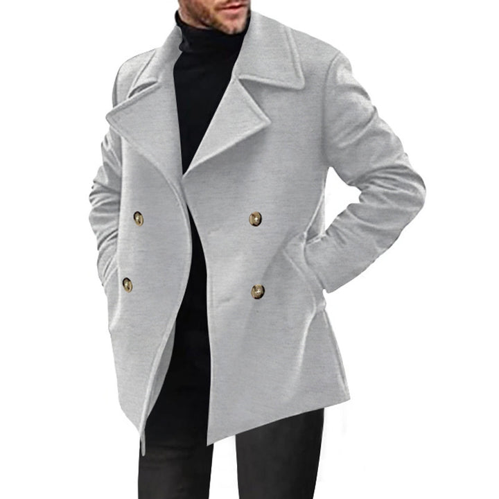 Herren Zweireihiger taillierter Peacoat mit breitem Revers und Eingrifftaschen Echoarchiv