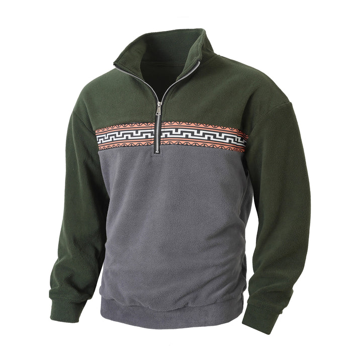 Herren Fleece-Pullover mit modernem Reißverschluss und kreativem Design Echoarchiv