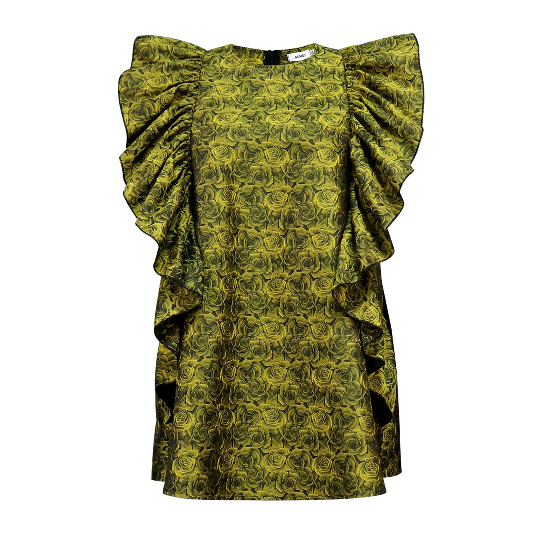 Damen Kleid mit voluminösen Rüschen und floralem Muster Echo Archiv
