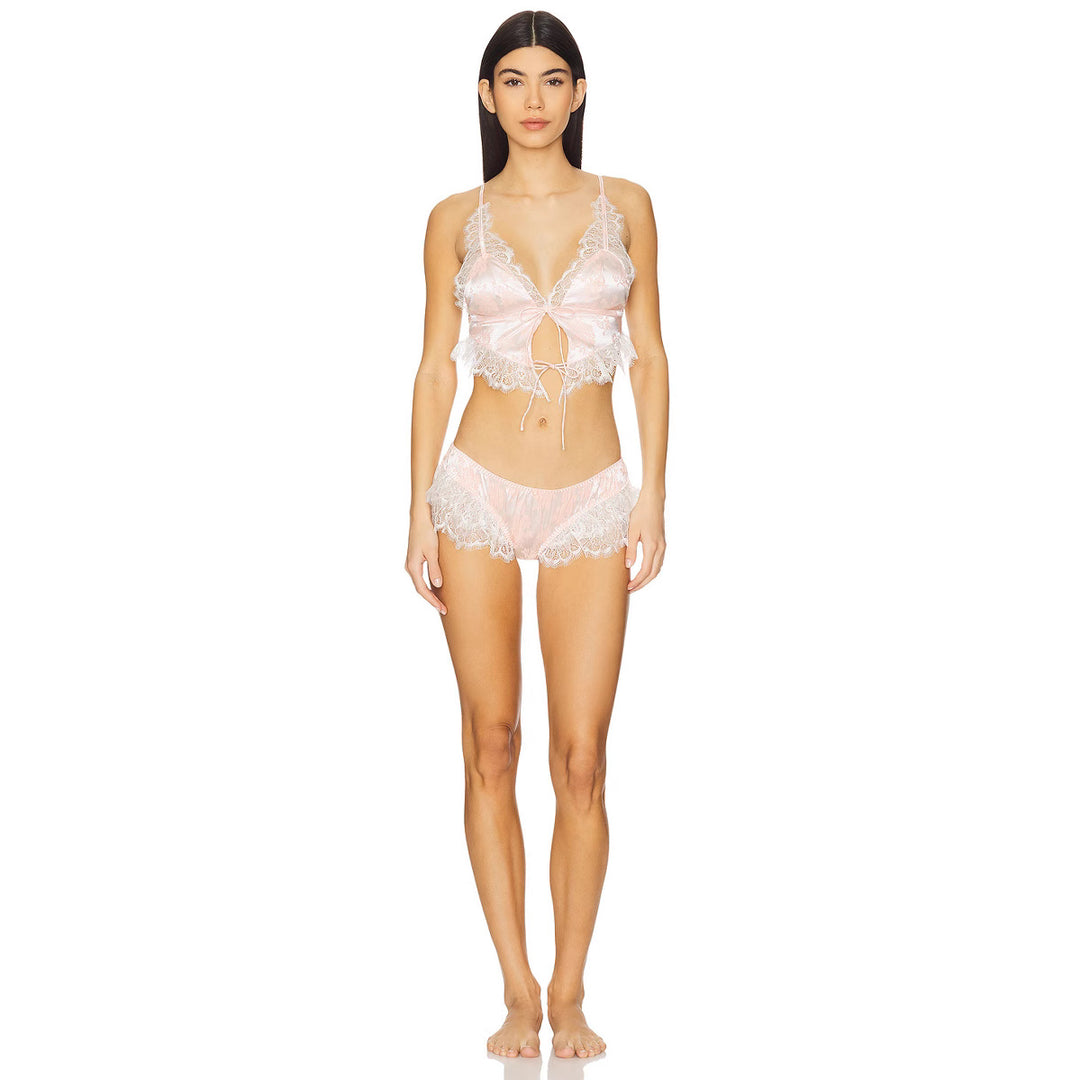 Damen Spitzen-Babydoll-Set mit Rüschendetails und schimmerndem Satin Echo Archiv