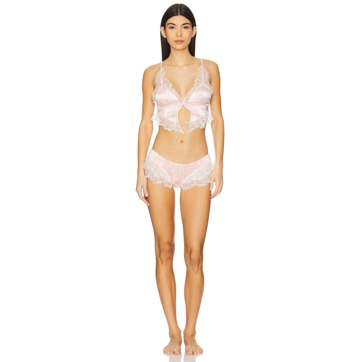 Damen Spitzen-Babydoll-Set mit Rüschendetails und schimmerndem Satin Echo Archiv