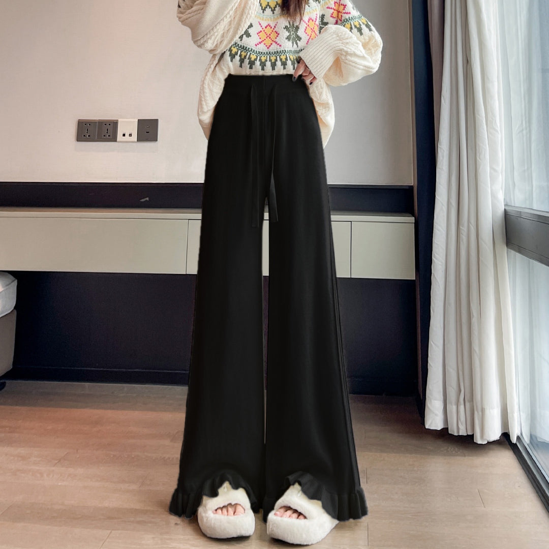 Damen Elegante, weiche Lounge-Hose mit Rüschenabschluss Echo Archiv