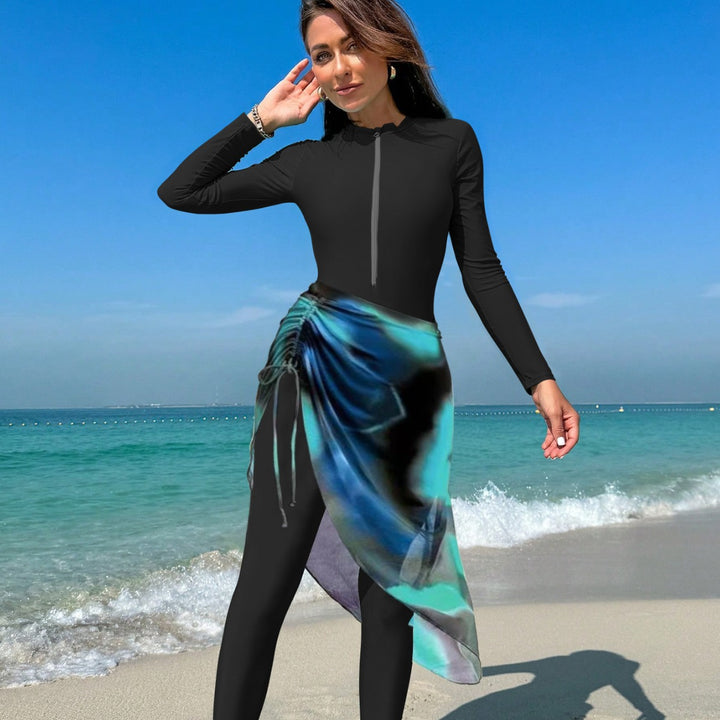 Damen sportlicher Langarm-Surfsuit mit raffinierten Wickeldetails Echo Archiv