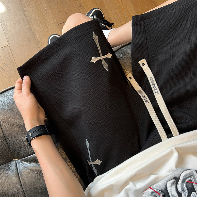 Herren lässige Shorts mit einzigartigen Stickdetails und atmungsaktiver Passform Echoarchiv