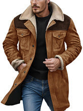 Herren Suede-Langjacke mit Teddy-Futter und praktischen Taschen Echoarchiv