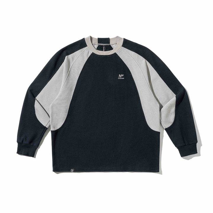 Herren Waffelstruktur-Sweatshirt mit Raglanärmeln und kontrastierenden Einsätzen Echoarchiv
