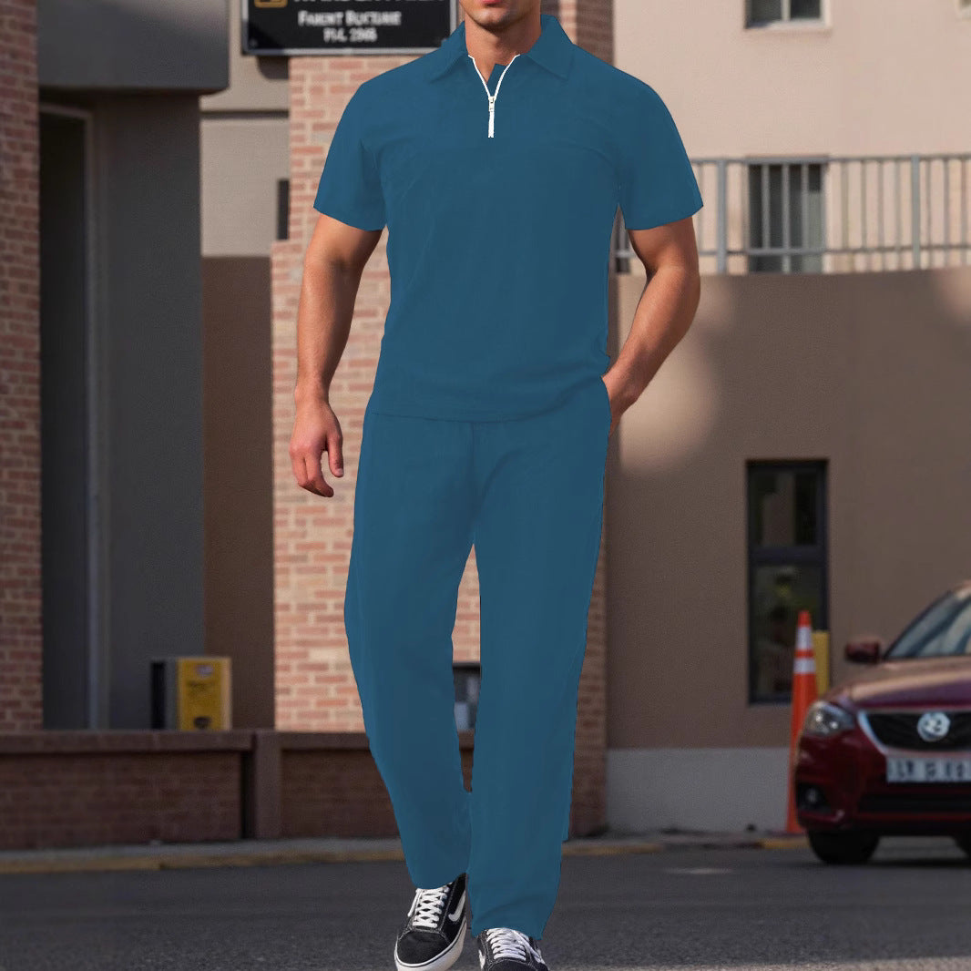 Herren modernes Freizeit Set mit hochwertigem Kurzarm-Polo und bequemen Jogginghosen Echoarchiv