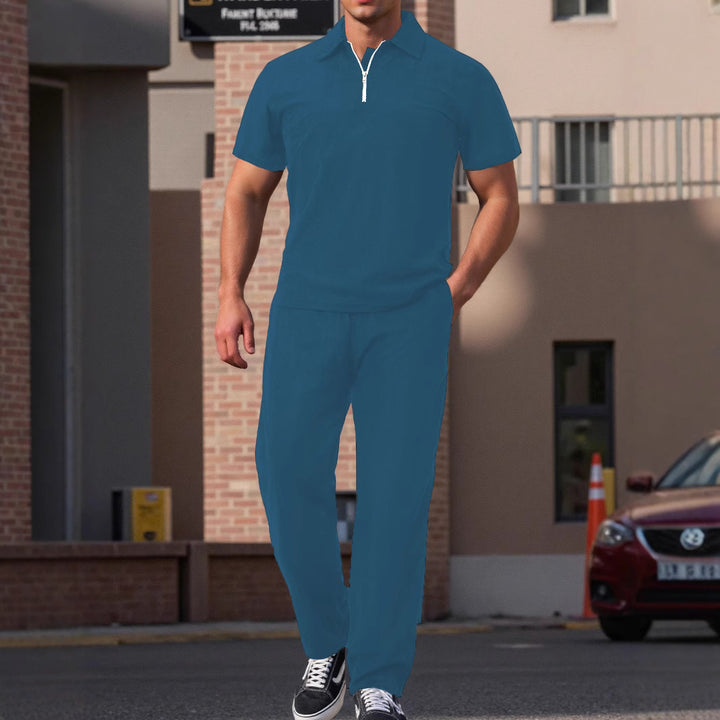 Herren modernes Freizeit Set mit hochwertigem Kurzarm-Polo und bequemen Jogginghosen Echoarchiv