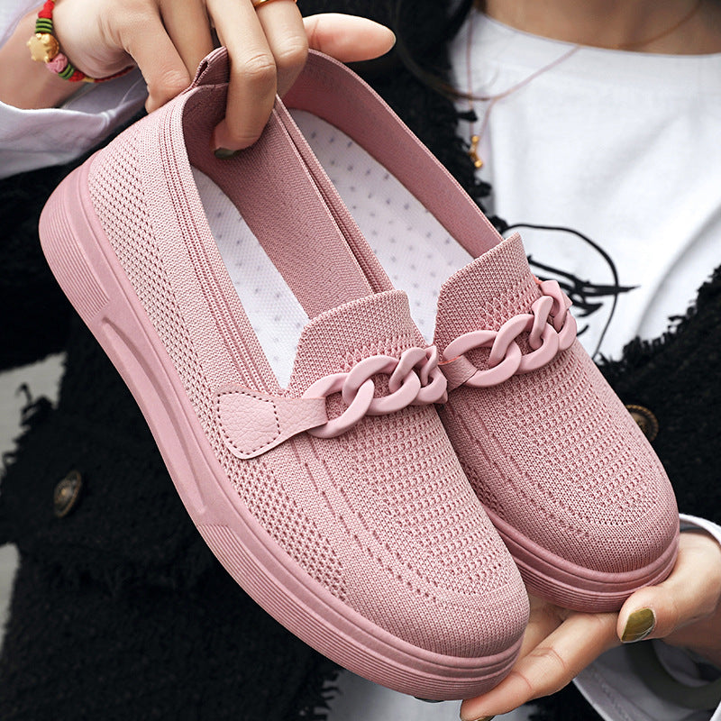 Damen nan komfortabler Strick-Slip-On Loafer mit elastischem Einstieg, dekorativer Kettenapplikation und stoßdämpfender EVA-Leichtsohle Echo Archiv