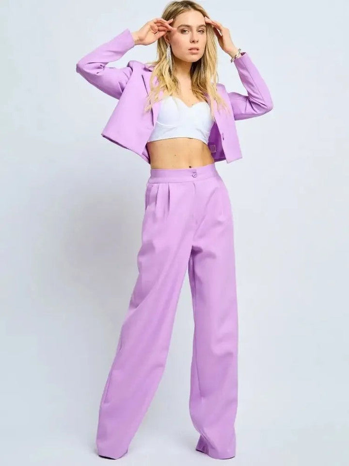 Damen Zweiteiler Damen mit cropped Blazer