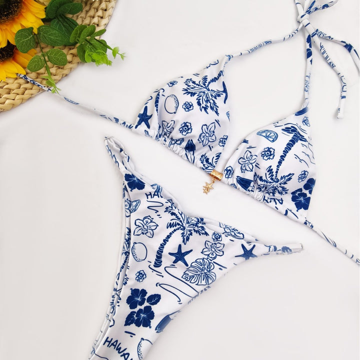 Damen Triangel-Bikini mit floralem Design und verstellbaren Trägern Echo Archiv