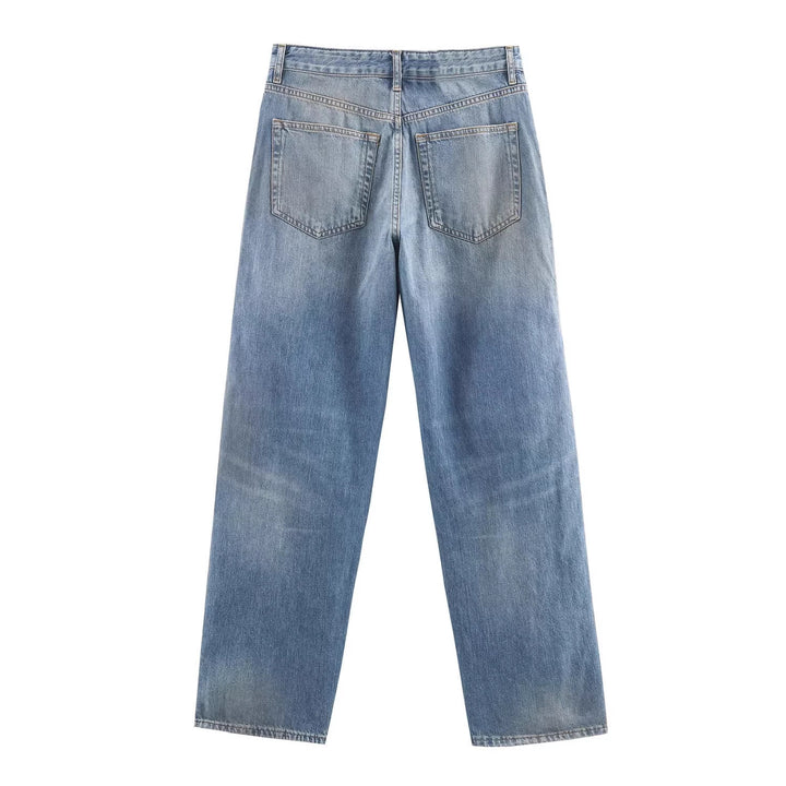 Damen Weite High‑Waist Jeans mit geradem Bein und Vintage-Wash Echo Archiv