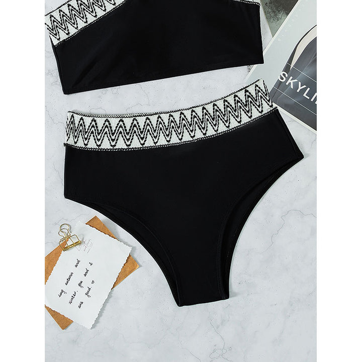 Damen Hoch tailliertes Bikini-Set mit elegantem Kreuzträger-Design Echo Archiv