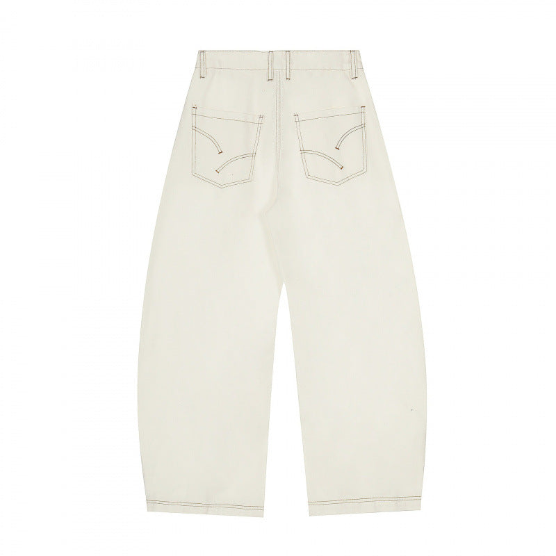 Damen Weite Cropped Ballon-Jeans mit hohem Bund und sichtbaren Kontrastnähten Echo Archiv