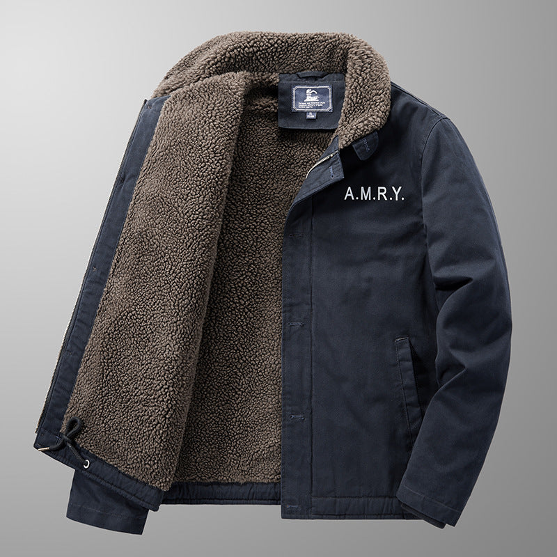 Herren Canvas-Arbeitsjacke mit Sherpa‑Futter, Thermo‑Innenlage und Kordelzugsaum Echoarchiv