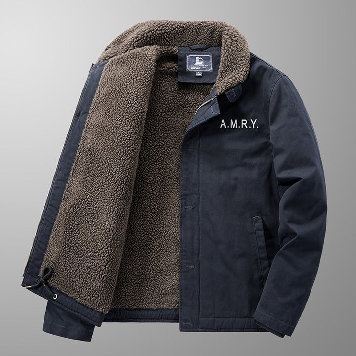 Herren Canvas-Arbeitsjacke mit Sherpa‑Futter, Thermo‑Innenlage und Kordelzugsaum Echoarchiv