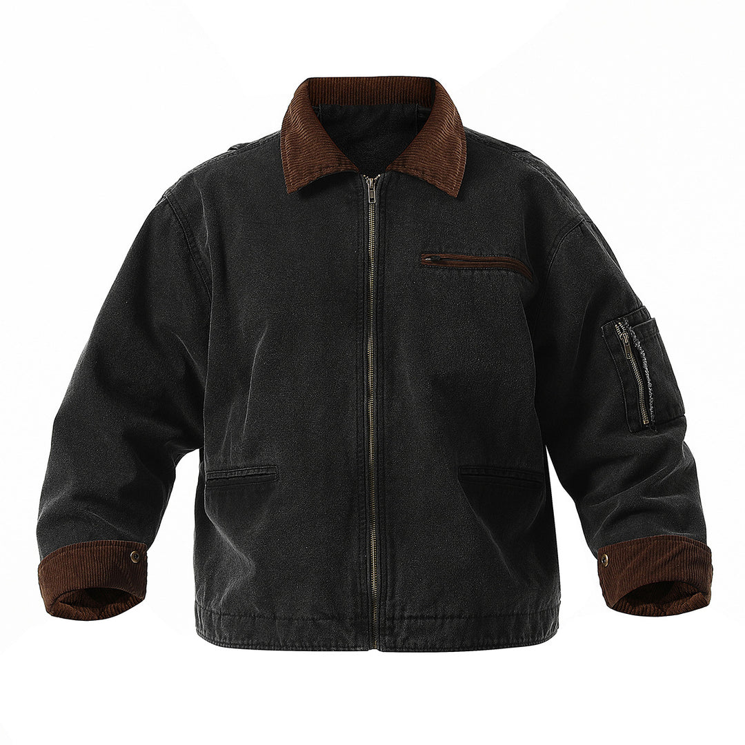 Herren urbane Übergangsjacke mit strukturiertem Stehkragen und zahlreichen praktischen Taschen Echoarchiv