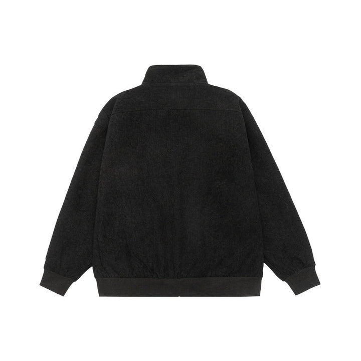 Unisex Teddy-Fleece Bomberjacke mit Stehkragen und Druckknopf-Taschen Echoarchiv