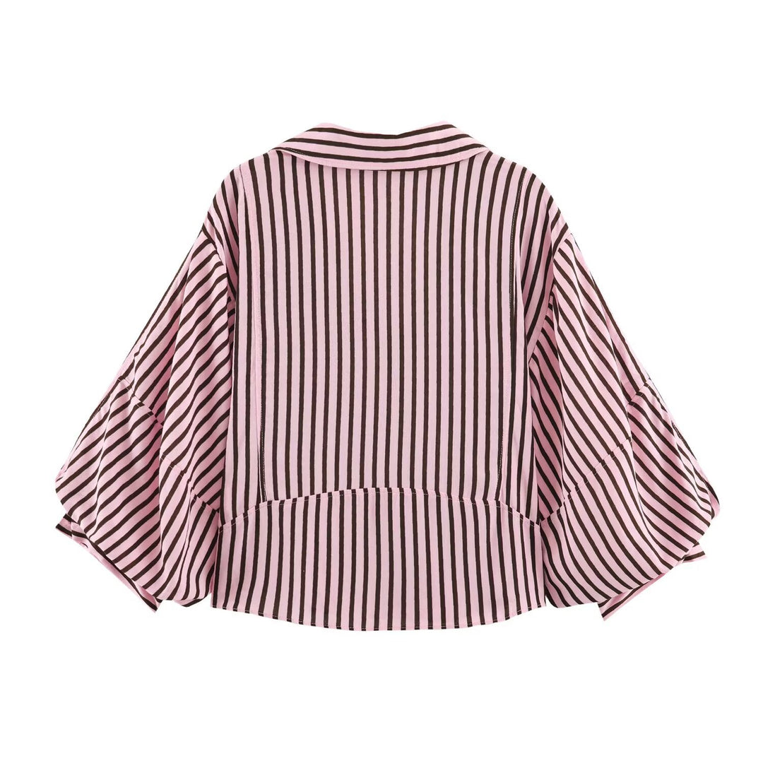 Damen Oversize-Hemdbluse mit tiefem V-Ausschnitt und Ballonärmeln Echo Archiv