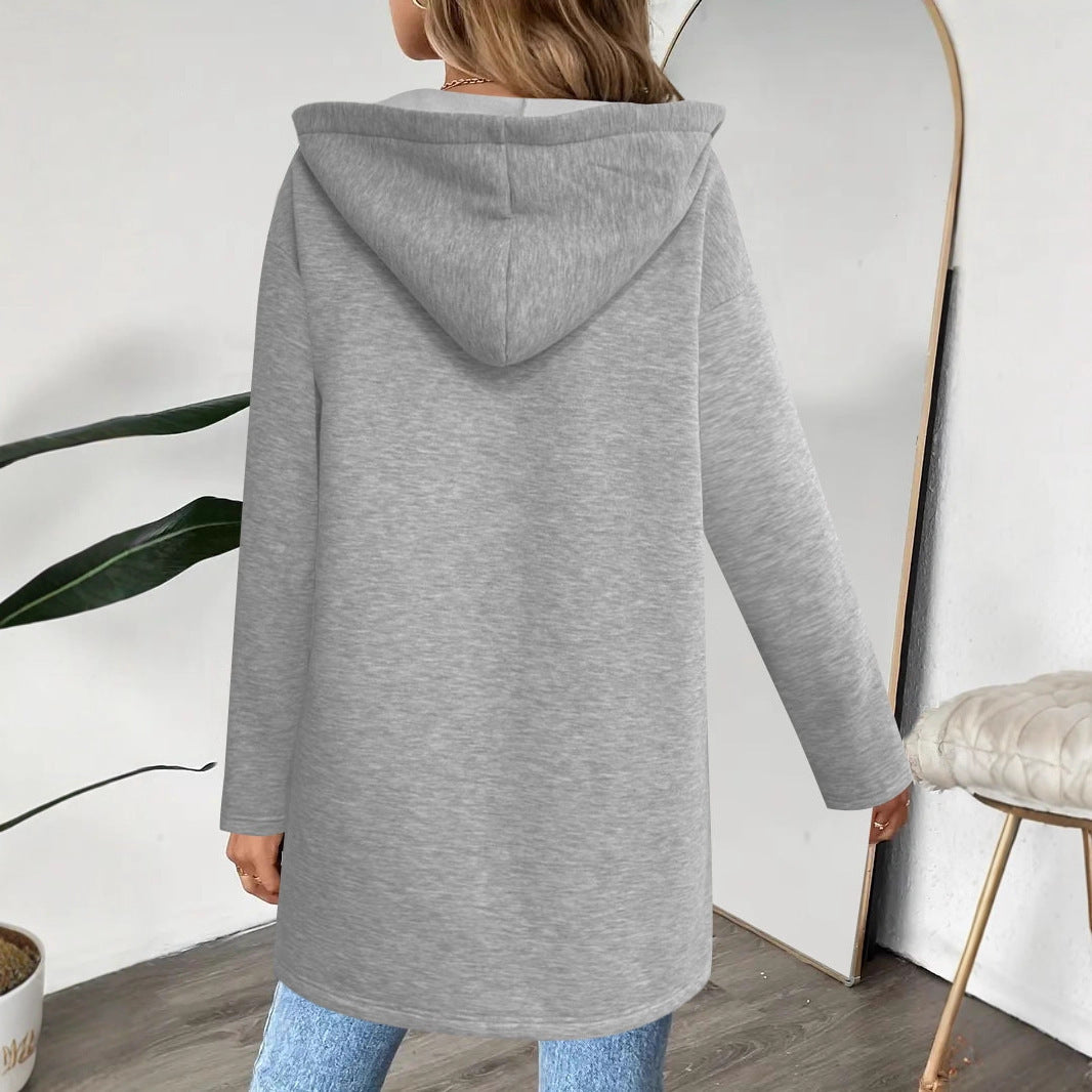 Damen Longline Oversize-Jacke mit durchgehendem Reißverschluss und Zipper-Taschen – Célinea