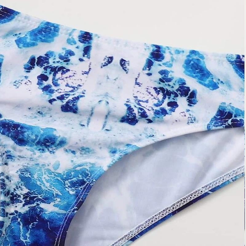 Damen Sport-Bikini mit asymmetrischem Schnitt und modischem Wasser-Motiv Echo Archiv