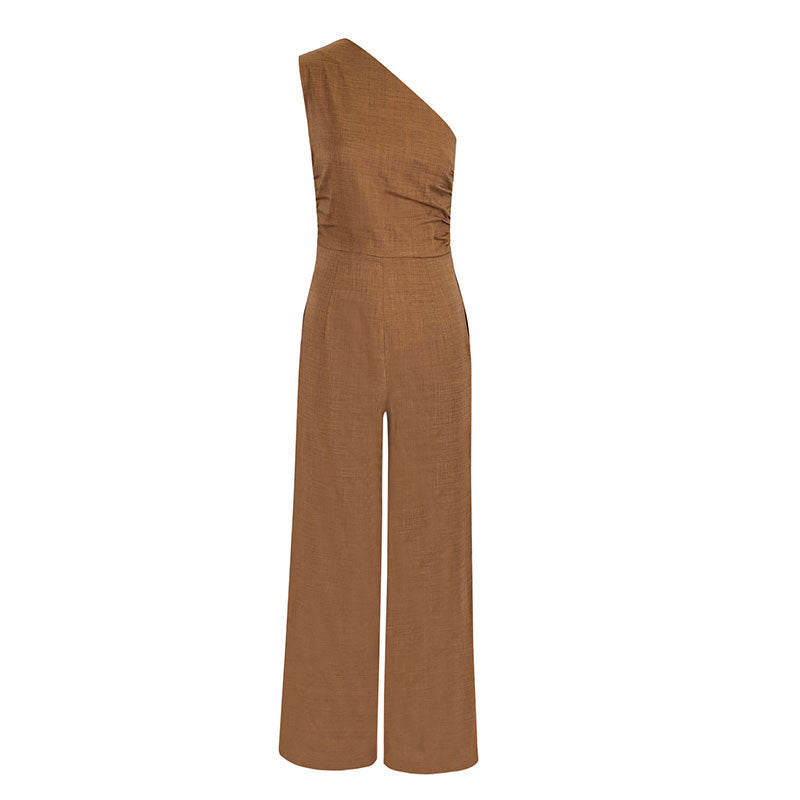 Damen eleganter Jumpsuit mit asymmetrischem Ausschnitt und fließendem Schnitt Echo Archiv