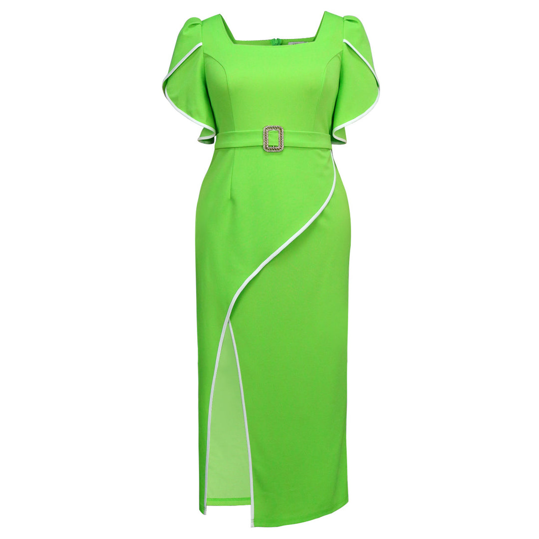 Damen Elegantes Maxikleid mit asymmetrischem Schlitz und Rüschendetails Echo Archiv