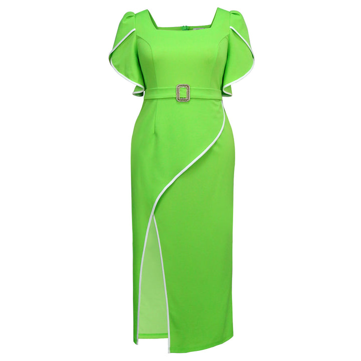 Damen Elegantes Maxikleid mit asymmetrischem Schlitz und Rüschendetails Echo Archiv