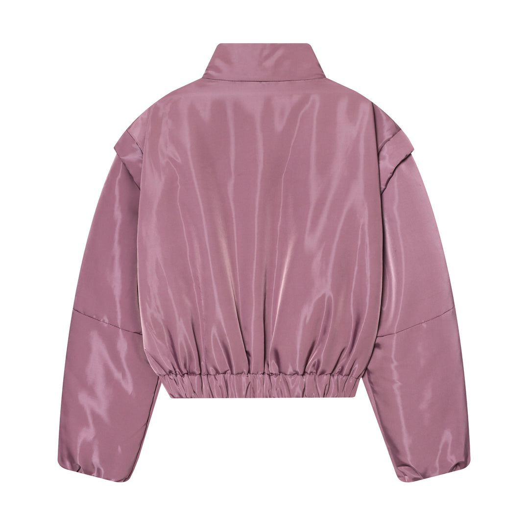 Damen Gekürzte wattierte Satinjacke mit hohem Stehkragen und Taillen-Smock Echo Archiv